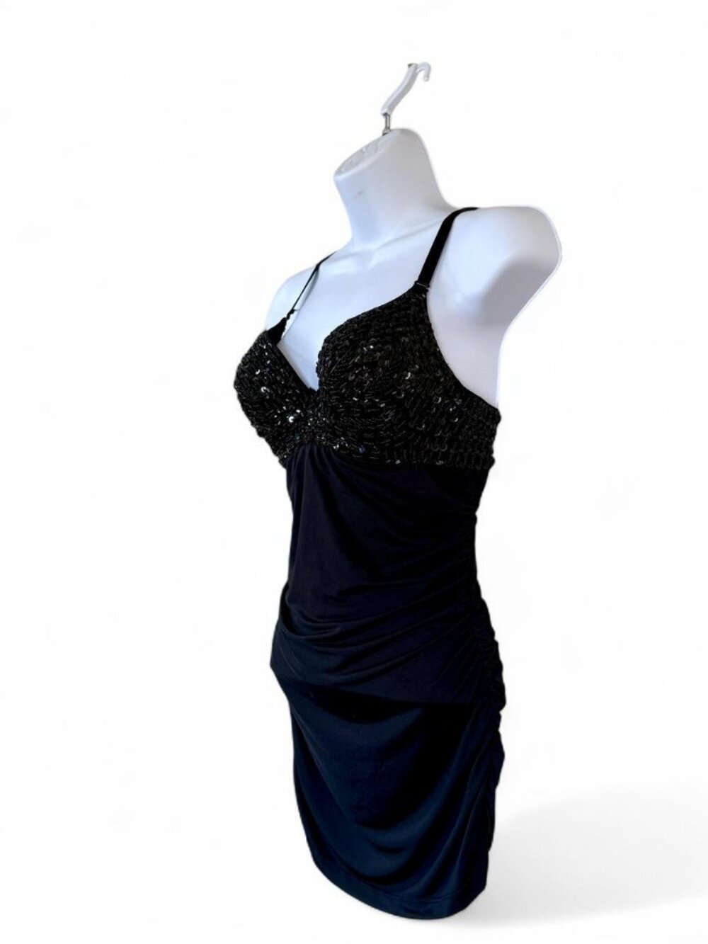 Black Sequin Beaded Sweetheart Dress